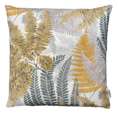 Kissenhülle Farn, 50x50 grau/curry