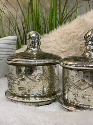 Glas-Bonboniere, mini, silber