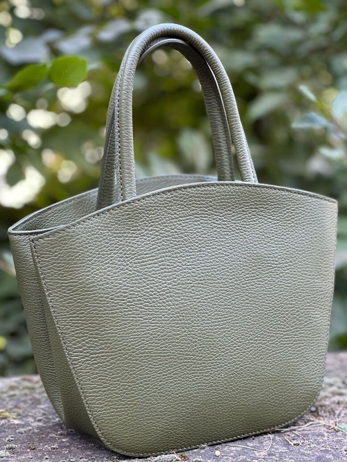 Handtasche schlicht mit Griff, moosgrün Handtasche schlicht mit Griff, moosgrün