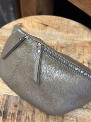 Bauchtasche 'big' mit 2 Reißverschlüssen vorne, taupe