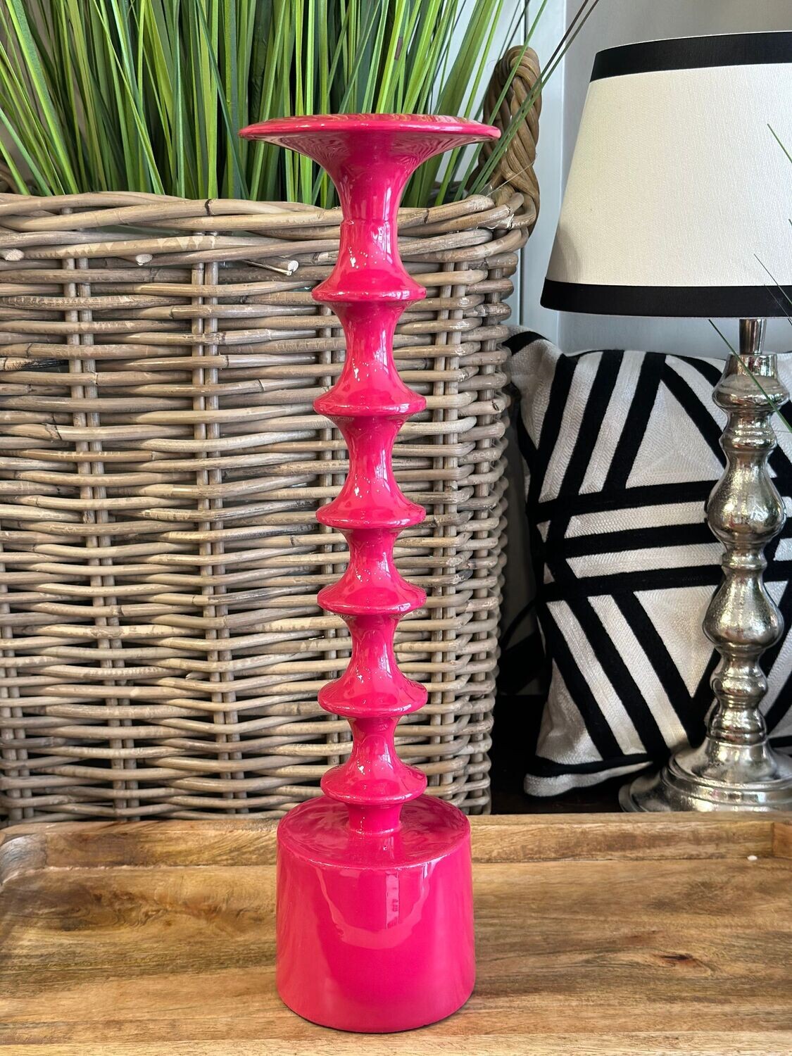 Kerzenleuchter, Metall emalliert , fuchsia
groß