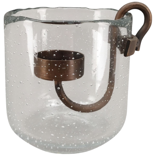 Windlicht mit Metall-Einhänger mini 10x10x10 (für Teelicht)