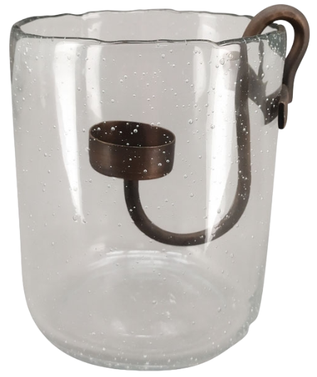 Windlicht mit Metall-Einhänger klein 13x13x15 (für Teelicht)