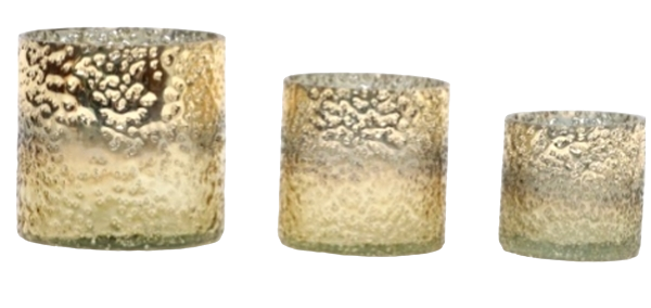 Windlicht gold 'geflammt' mittel 9,5x9,5x10cm Windlicht gold 'geflammt' mittel 9,5x9,5x10cm