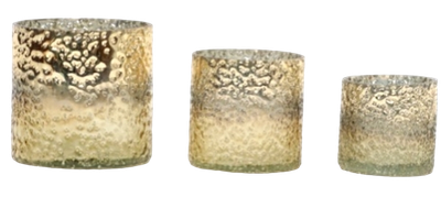 Windlicht gold 'geflammt' mittel 9,5x9,5x10cm