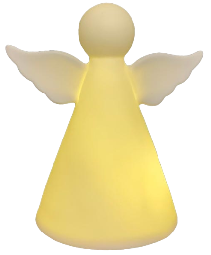 Porzellan Engel, matt weiß, mit Licht, groß 15,6x11x18cm