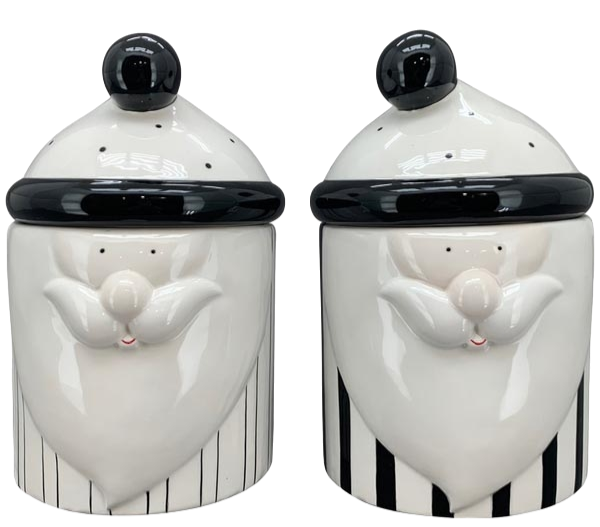 Keksdose 'Santa', schwarz-weiß, klein