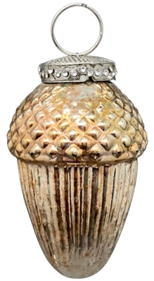 Glas Anhänger 'Eichel', bronze, klein