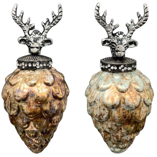 Glas Zapfen m. Hirsch, bronze, groß