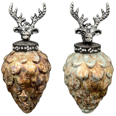 Glas Zapfen m. Hirsch, bronze, groß