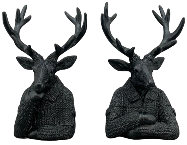 Hirschköpfe, 2er Satz, schwarz, klein