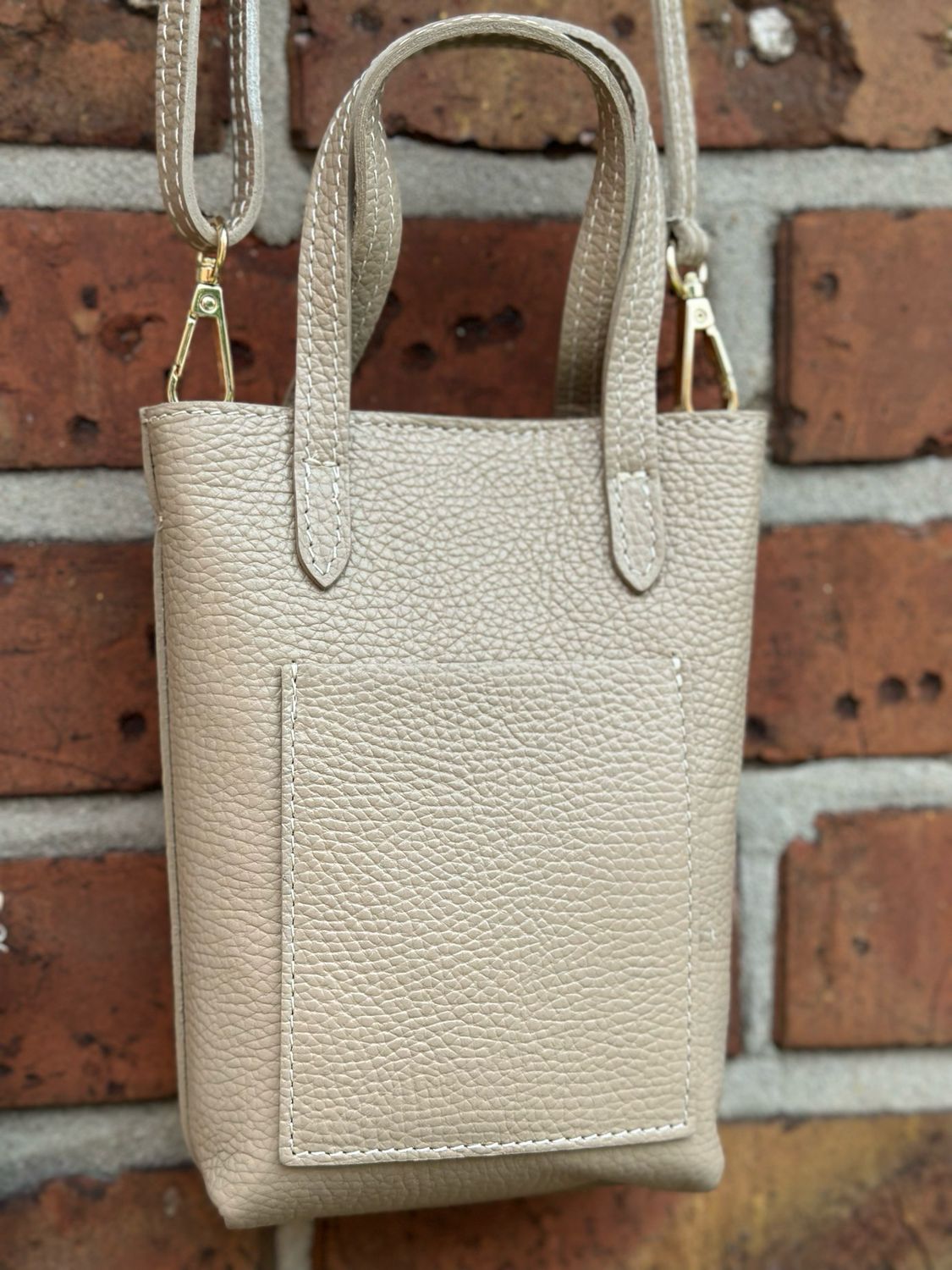 Kleine Handytasche m. Griffen, milchkaffee Kleine Handytasche m. Griffen, milchkaffee