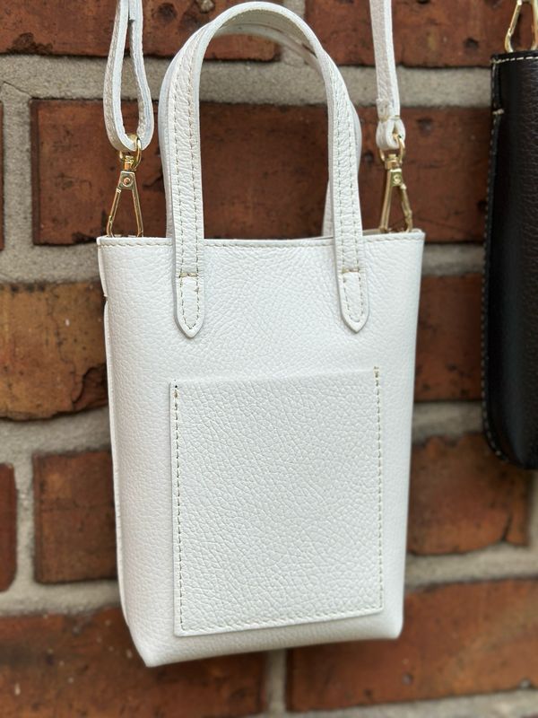 Kleine Handytasche m. Griffen, weiß Kleine Handytasche m. Griffen, weiß