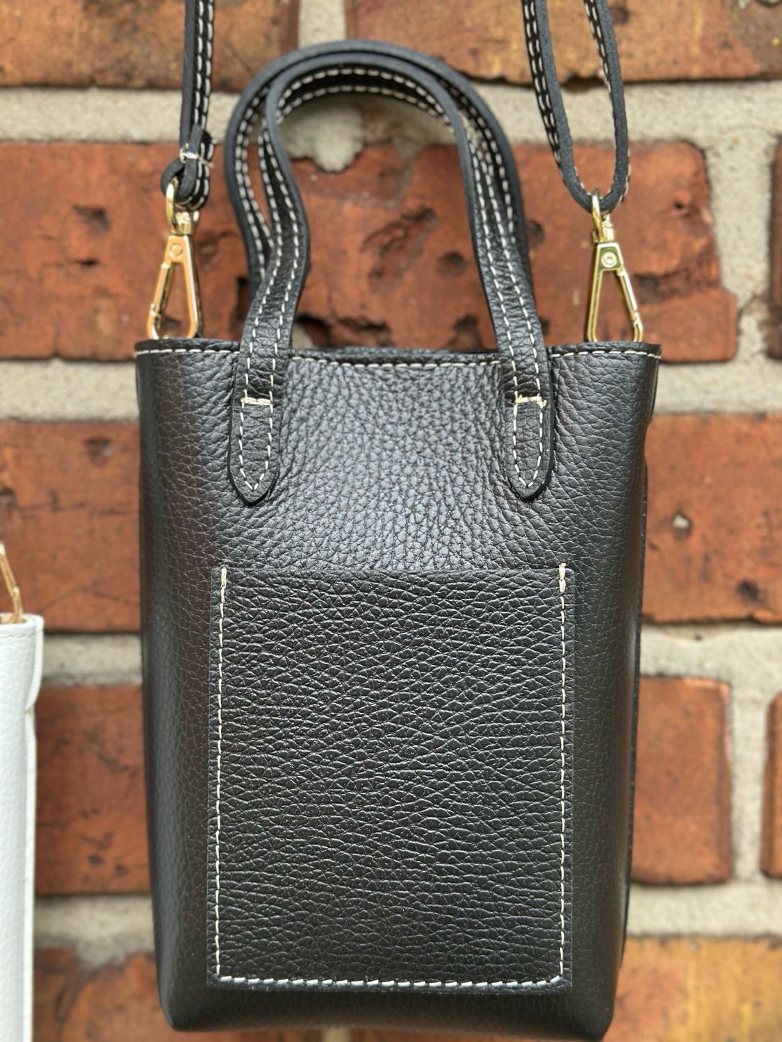 Kleine Handytasche m. Griffen, schwarz