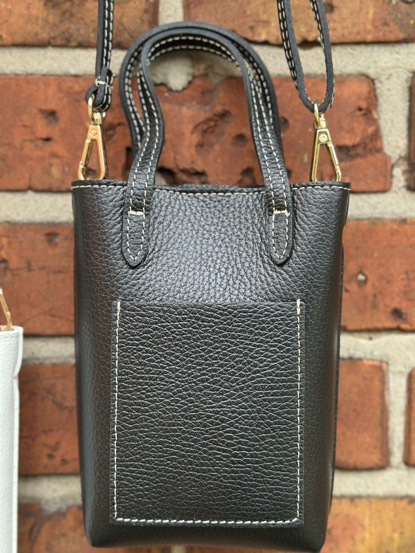 Kleine Handytasche m. Griffen, schwarz Kleine Handytasche m. Griffen, schwarz