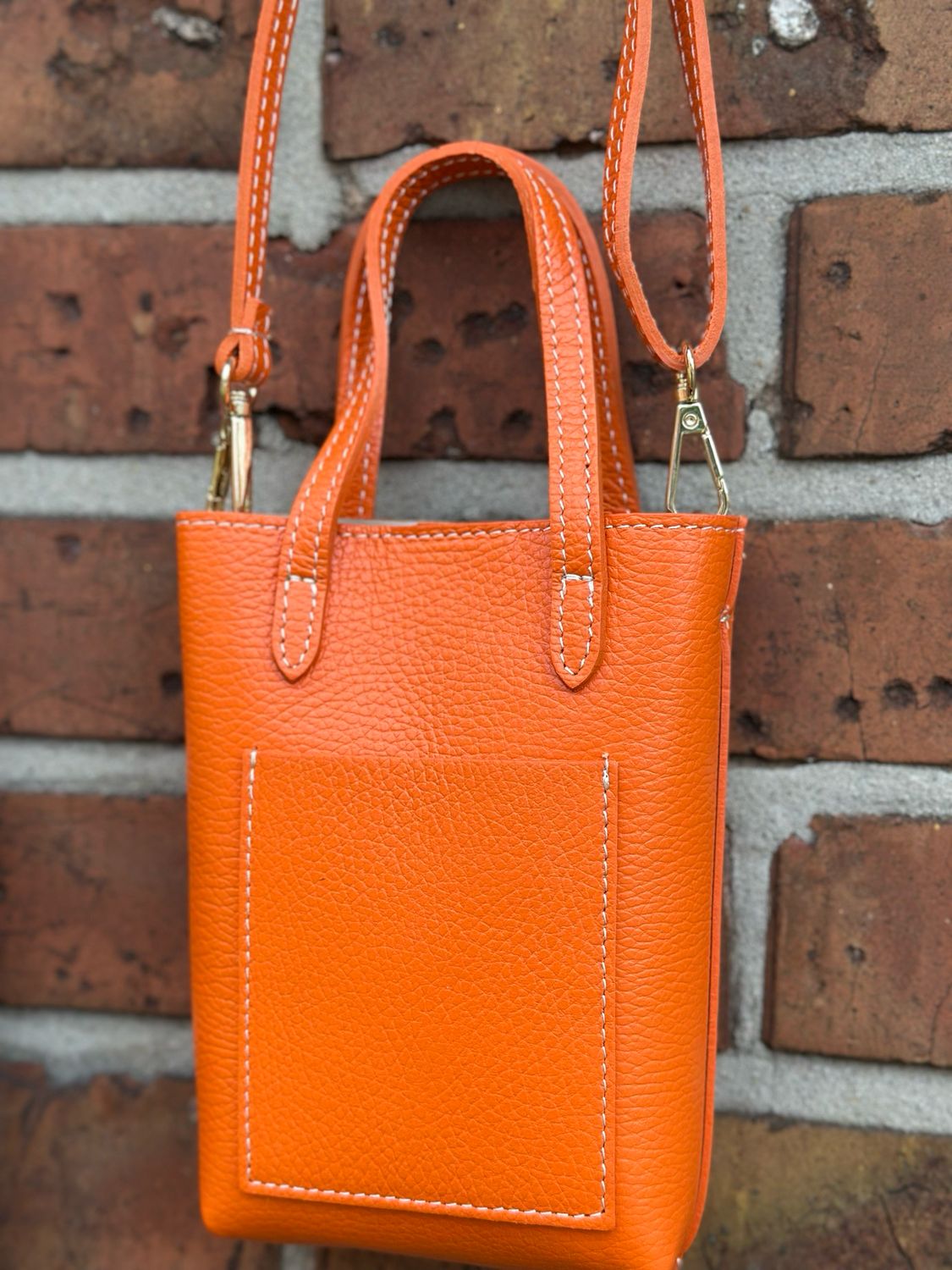 Kleine Handytasche m. Griffen, orange