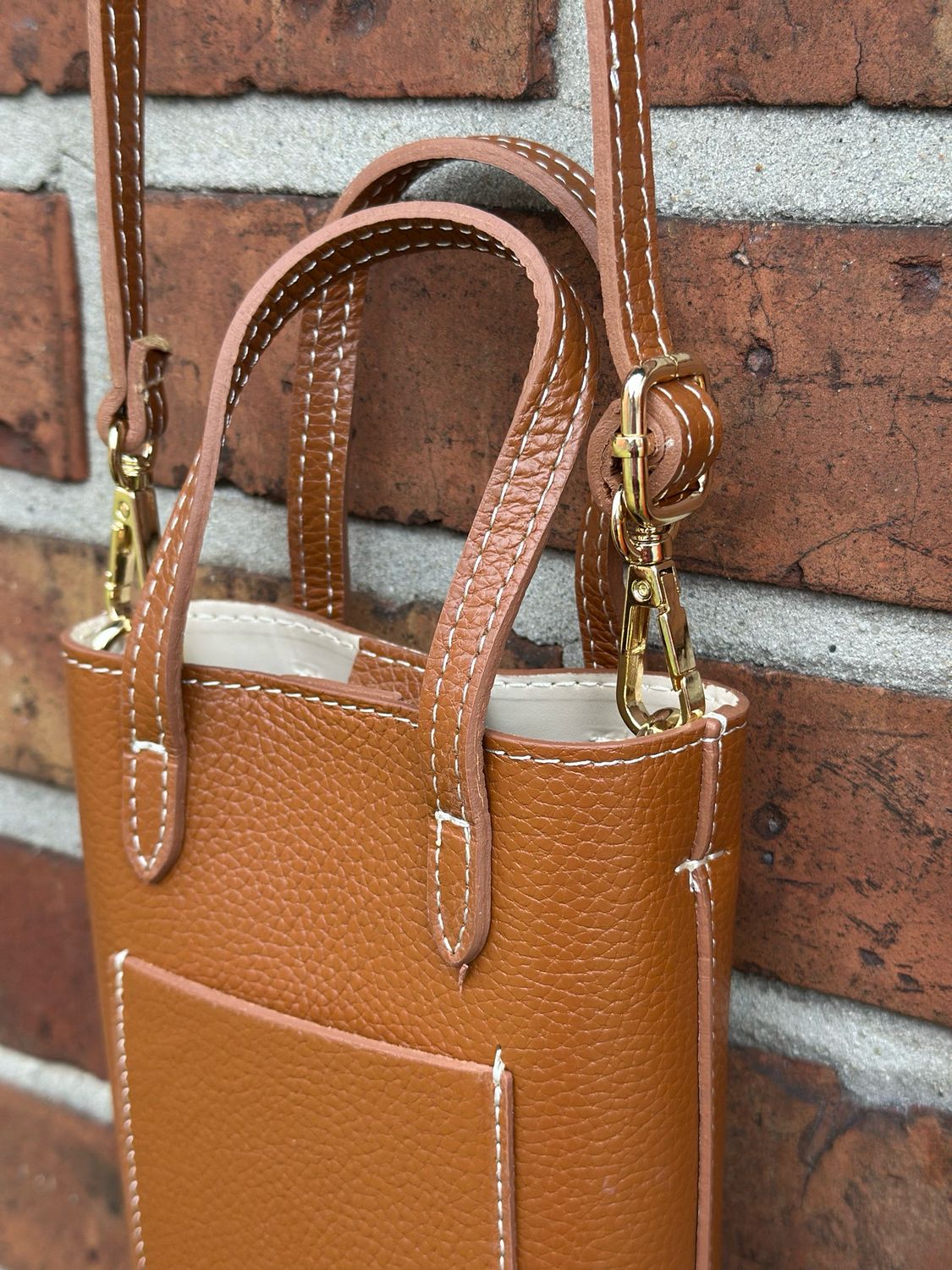 Kleine Handytasche m. Griffen, cognac Kleine Handytasche m. Griffen, cognac