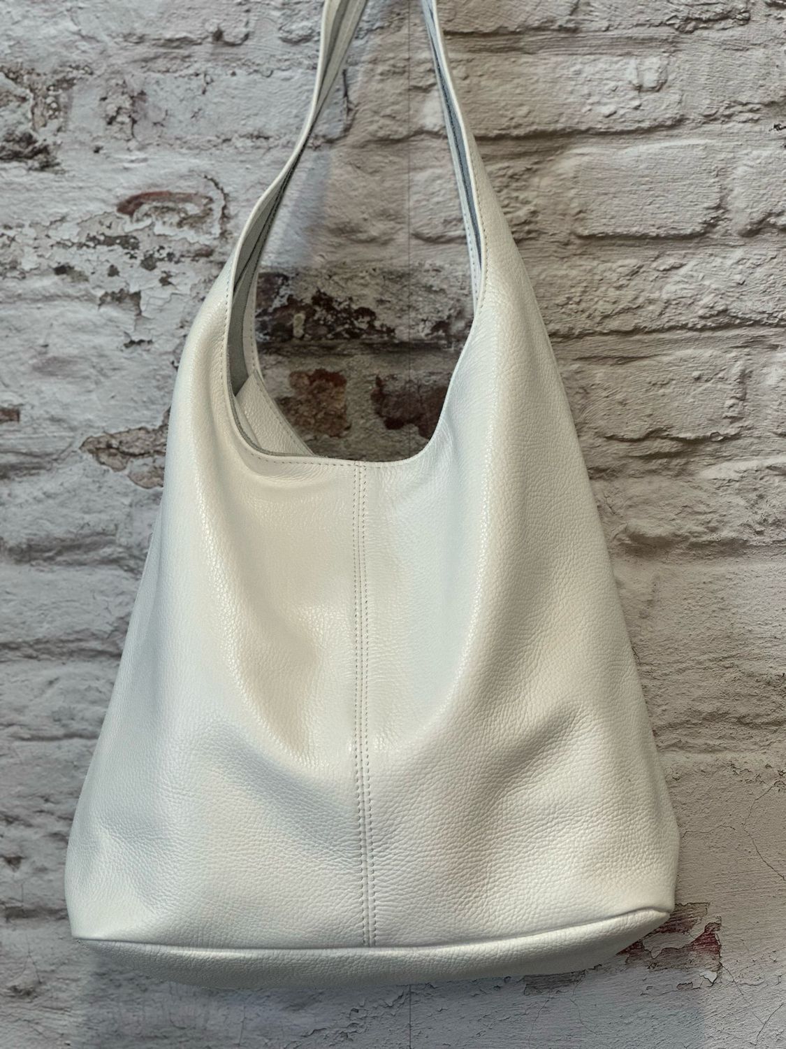 Shopper ‚Emma‘ aus Leder, Creme