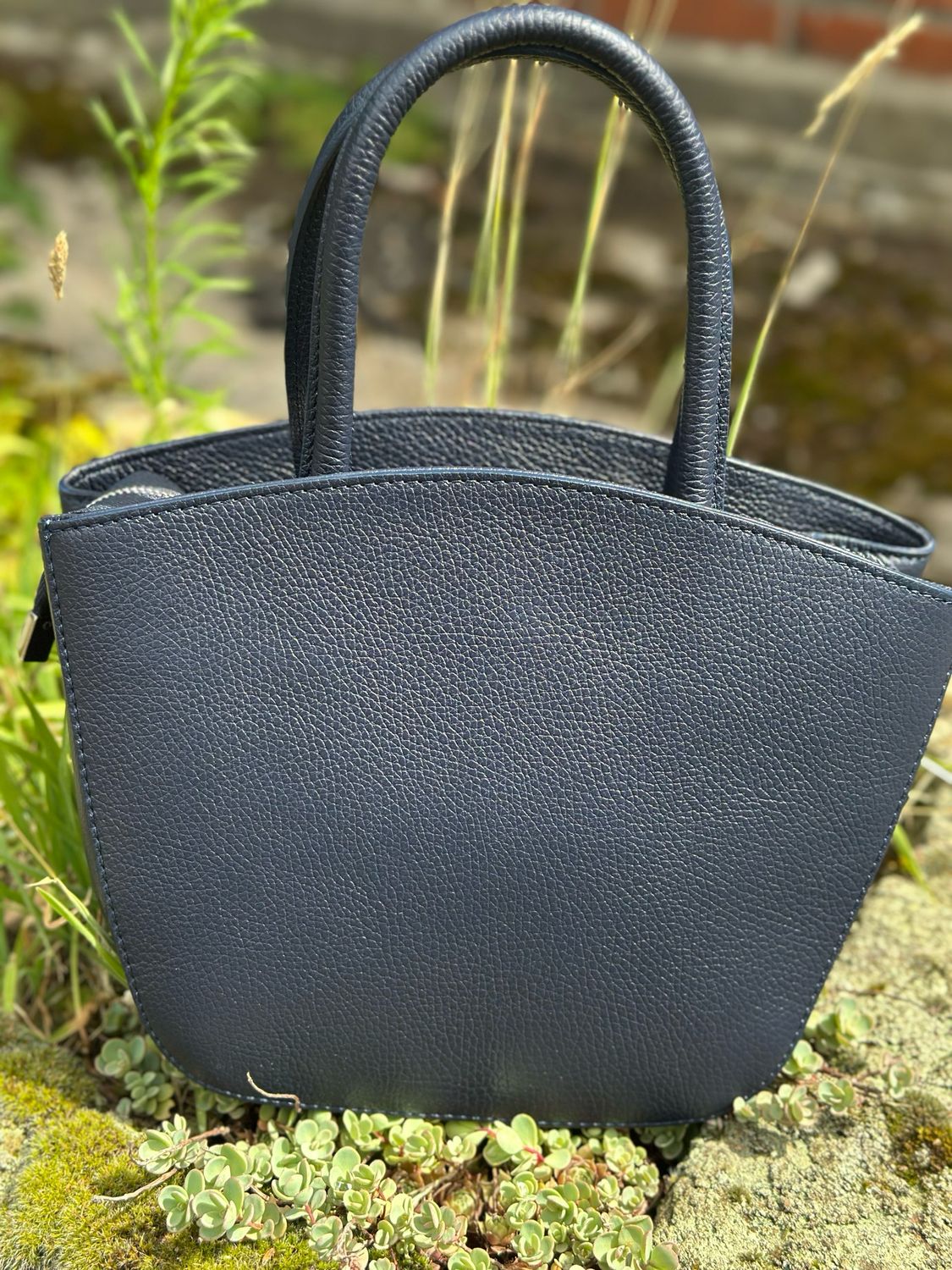 Handtasche schlicht mit Griffen, dunkelblau