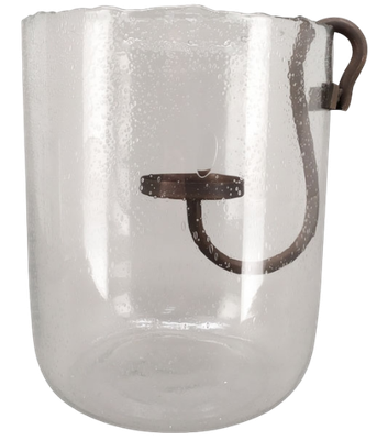 Windlicht mit Metall-Einhänger 25x25x30cm (f. Stumpenkerze)