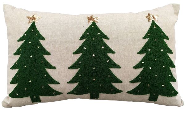 Deko Kissen, mit 3 Tannen, natur-grün