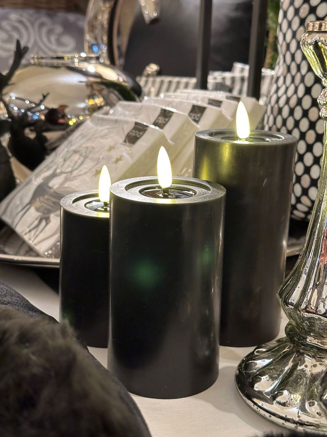 LED Kerze, schwarz, mittel 12,5cm