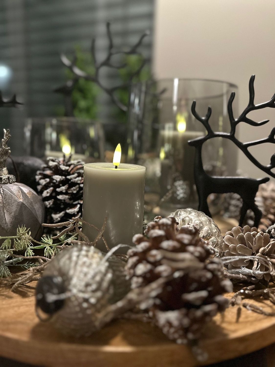 LED Kerze, grau, klein 10cm