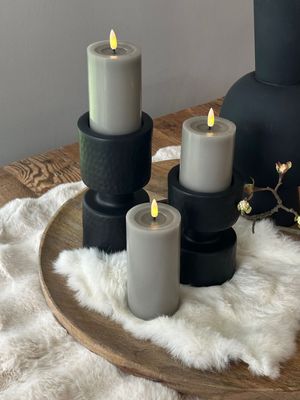 LED Kerze, grau, groß, 15cm