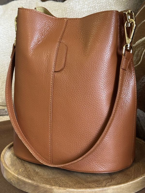 Lederhandtasche, 'Box', cognac