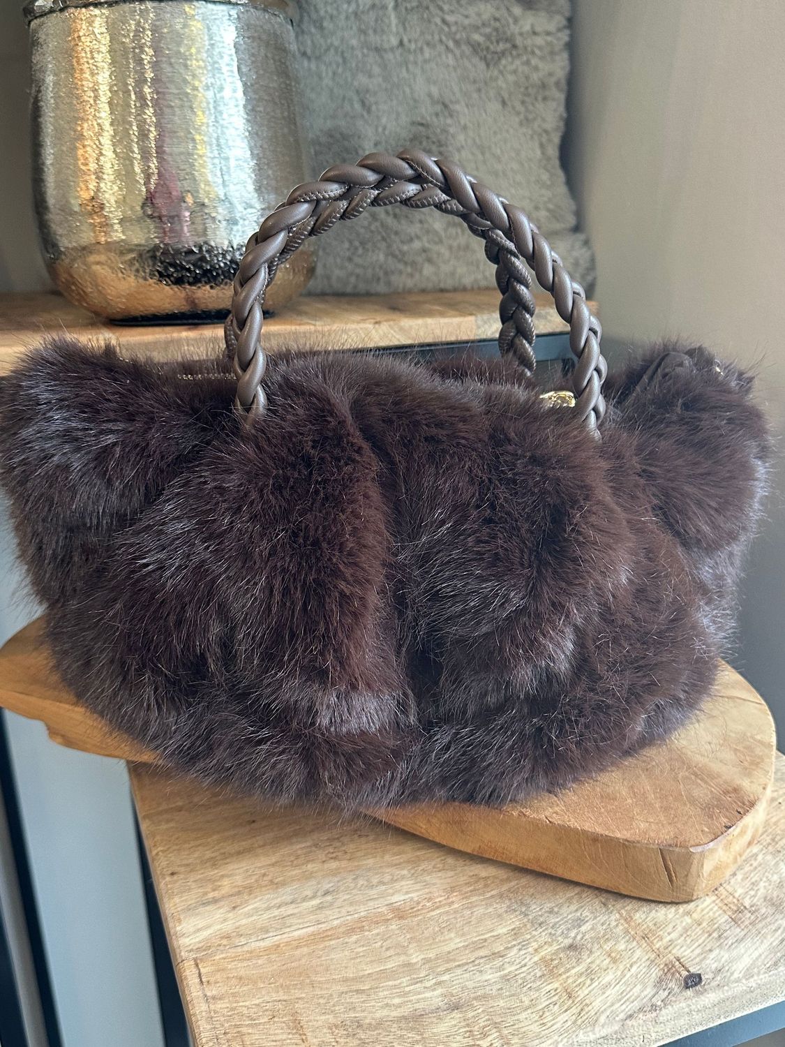 Keine Kunstfell-Tasche, 'MieseMau', braun