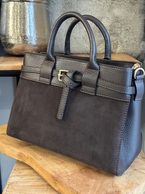 Schleifen-Tasche, Wildleder, dunkelbraun