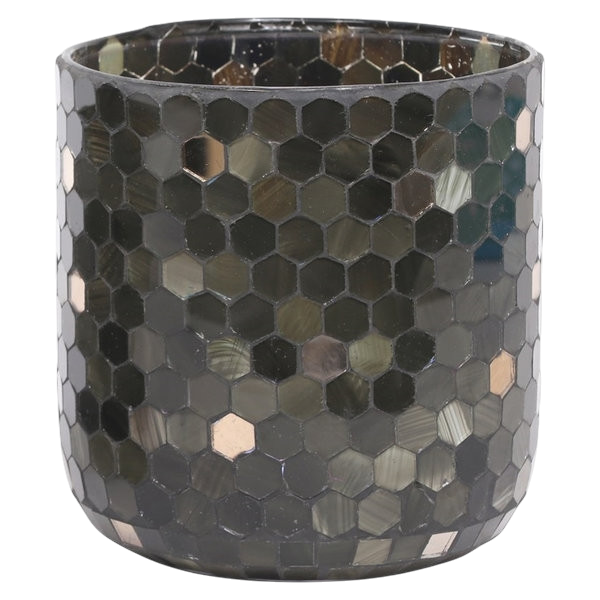 Windlicht Mosaik, braun-schwarz, medium