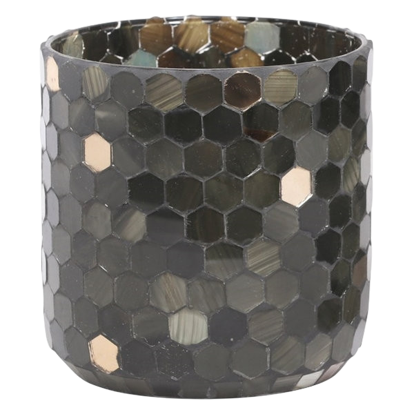 Windlicht Mosaik, braun-schwarz, klein