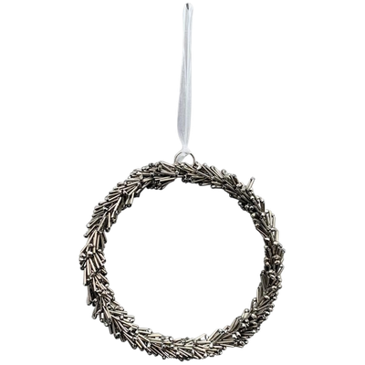 Kranz Anhänger groß, aus Stiftperlen, silber-grau Kranz Anhänger groß, aus Stiftperlen, silber-grau