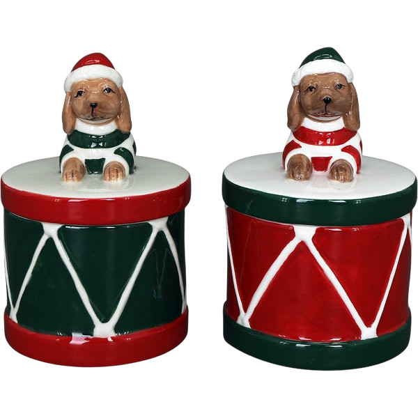 Weihnachts-Dose 2er Set, 'Dackel', rund