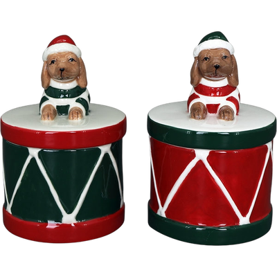 Weihnachts-Dose 2er Set, 'Dackel', rund Weihnachts-Dose 2er Set, 'Dackel', rund