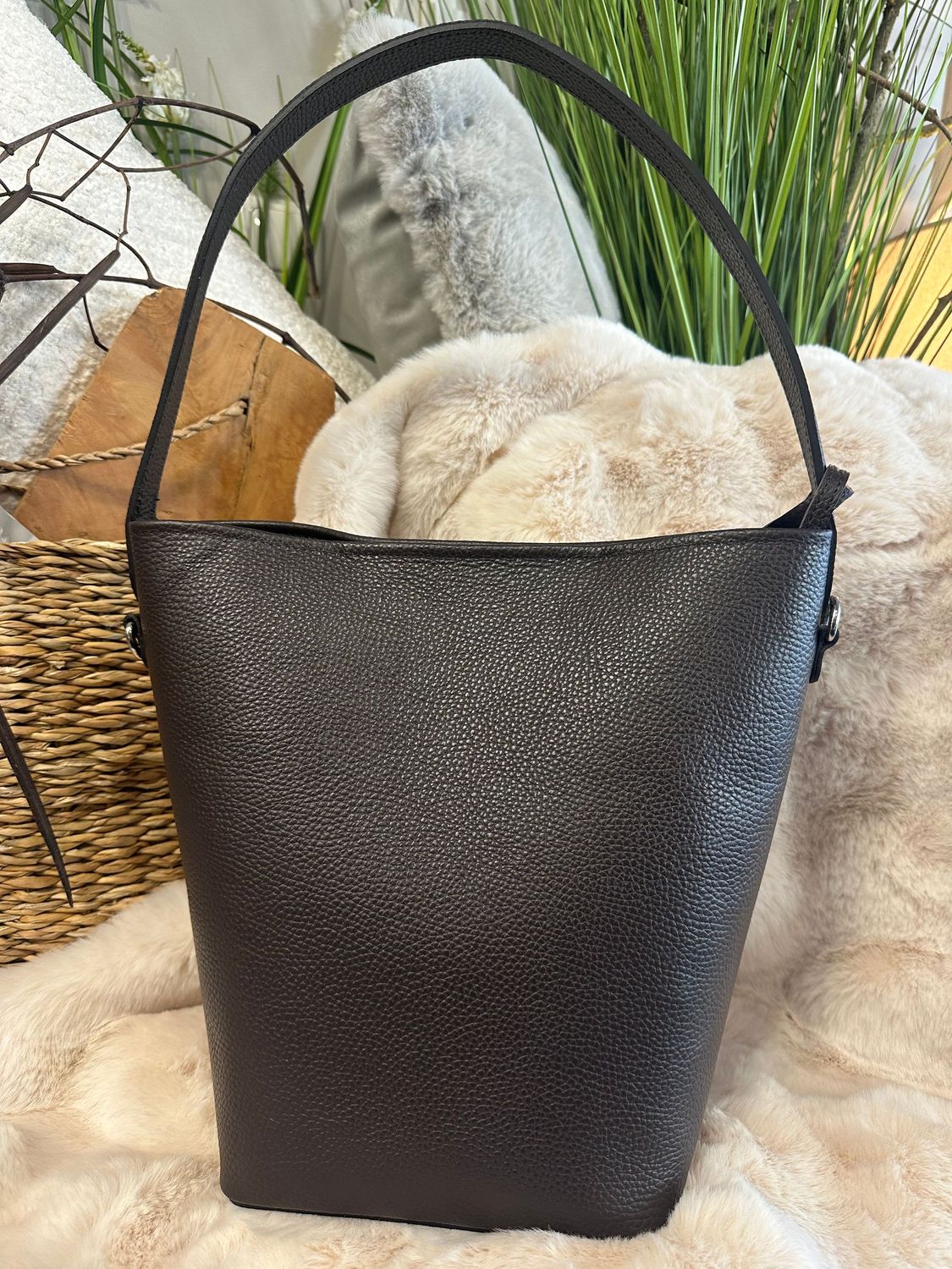 Schultertasche, viereckigen Boden schwarz Schultertasche, viereckigen Boden schwarz
