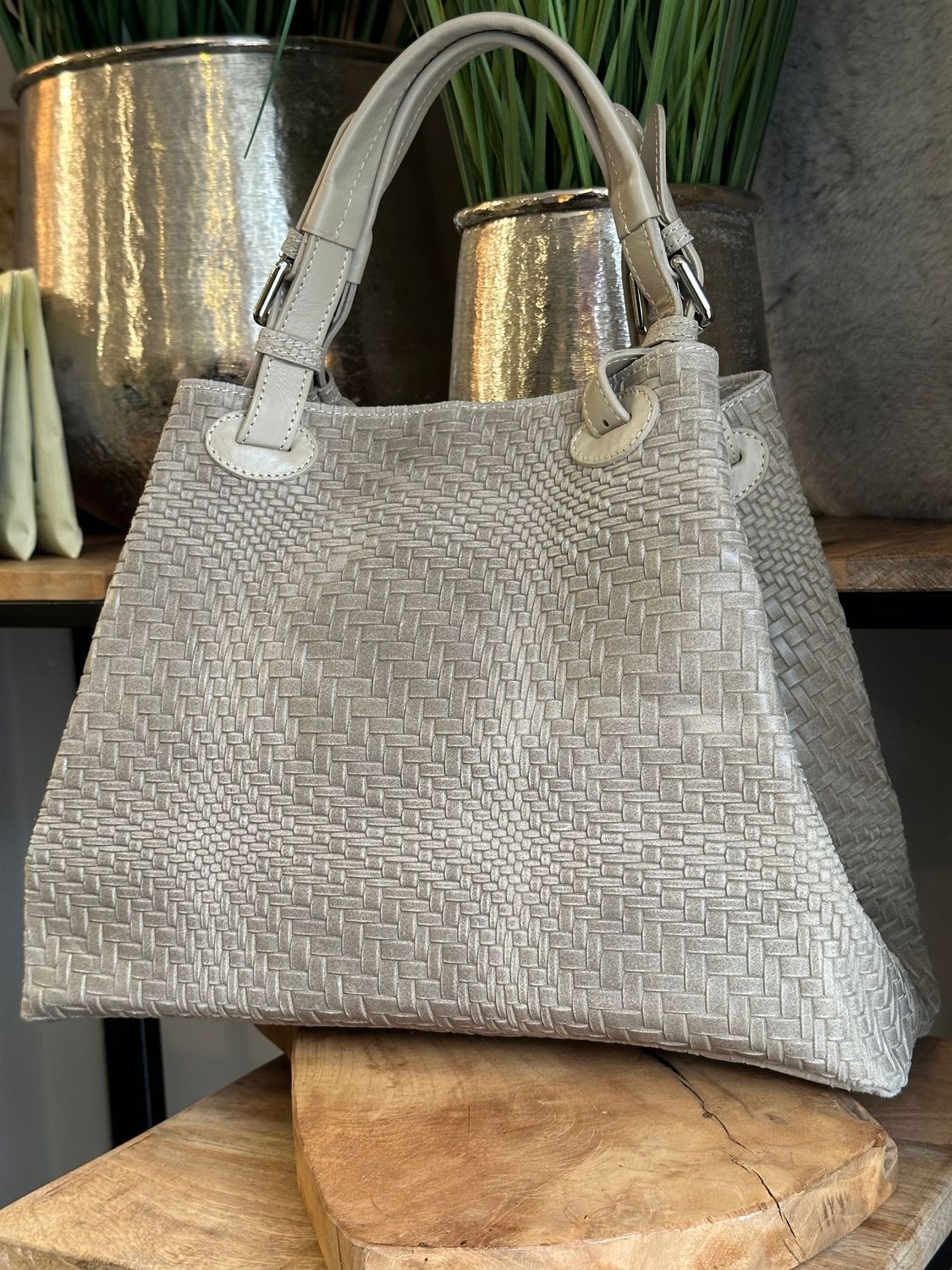 Handtasche, geflochten, klein, sand Handtasche, geflochten, klein, sand