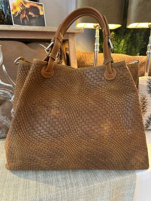 Handtasche, geflochten, groß, rehbraun Handtasche, geflochten, groß, rehbraun
