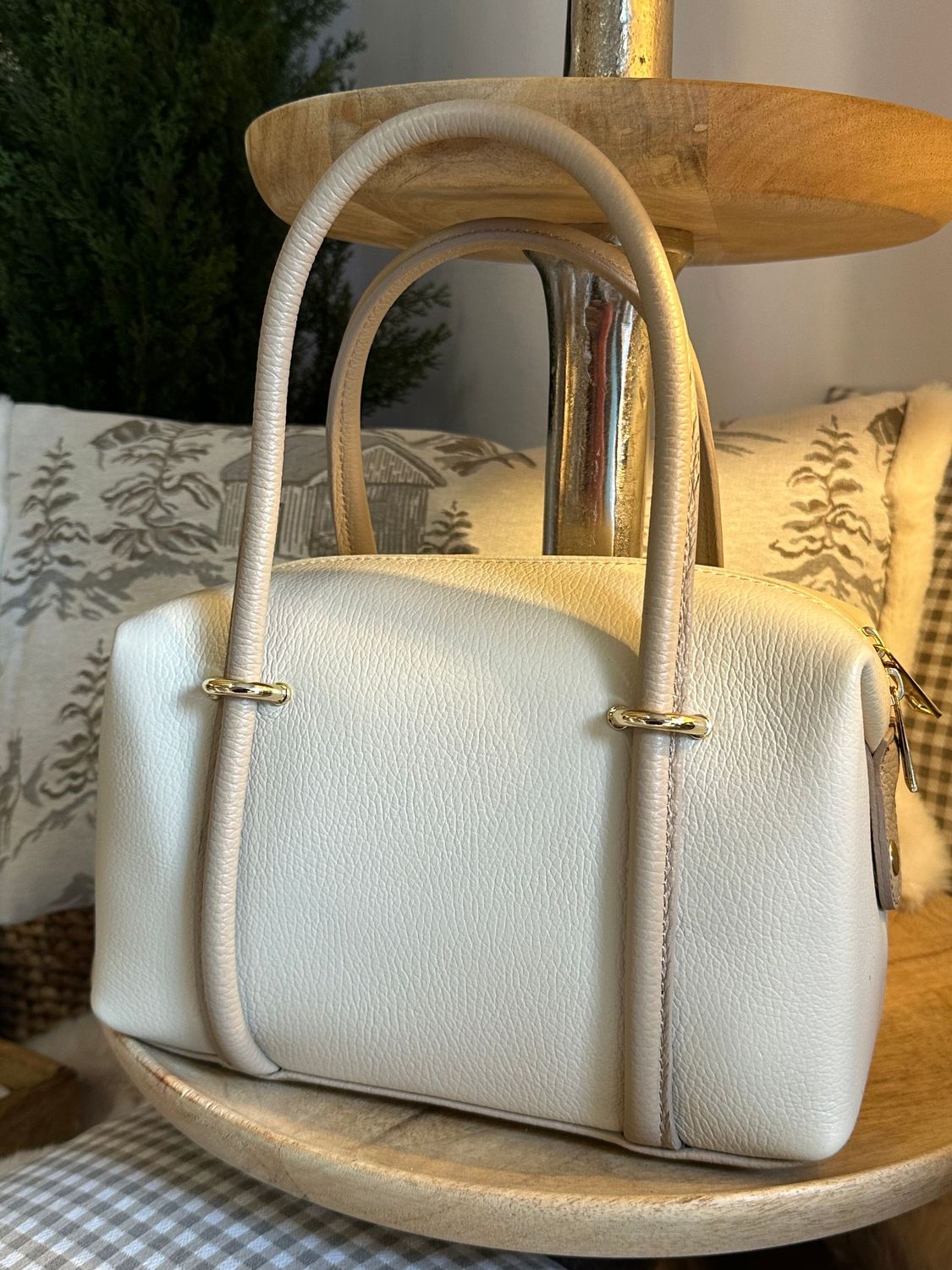 Mini Bowler Bag, Creme-Gold Mini Bowler Bag, Creme-Gold