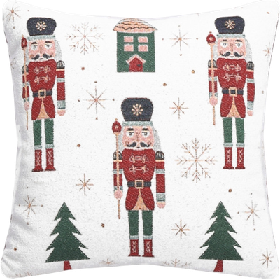 Kissen 45x45, mit Nussknacker, rot/grün Kissen 45x45, mit Nussknacker, rot/grün