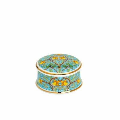 William Morris Daffodil Design - Fine Bone China - Round Trinket Box