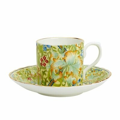 William Morris - Golden Lily Design - Fine Bone China - Demi Tasse Cup & Saucer