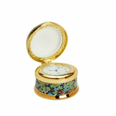 William Morris- Golden Strawberry Thief Design - Hinged Clock Box Fine Bone China