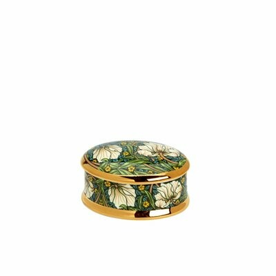 William Morris Pimpernel Design - Fine Bone China - Oval Trinket Box