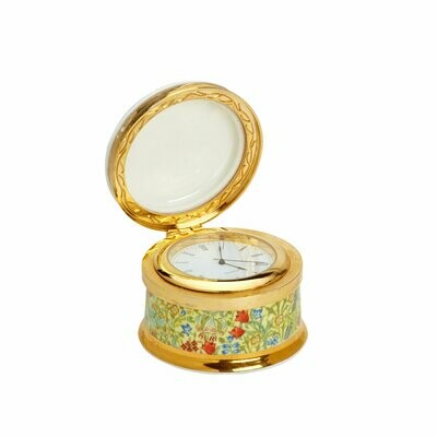 William Morris - Pompegranate Design - Hinged Clock Box Fine Bone China Trinket Box