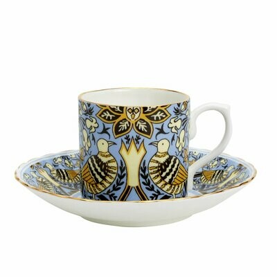 William Morriis Dove & Rose Design - Fine Bone China - Demi Tasse Cup & Saucer