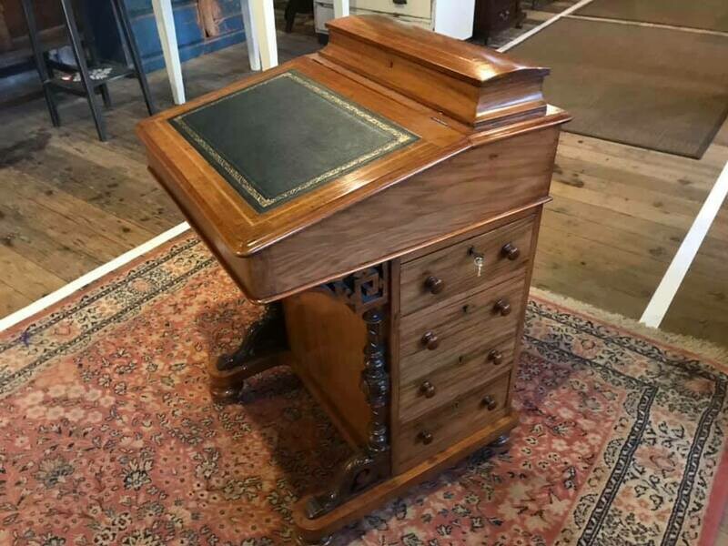 Victorian Walnut and Mahogany Davenport.
