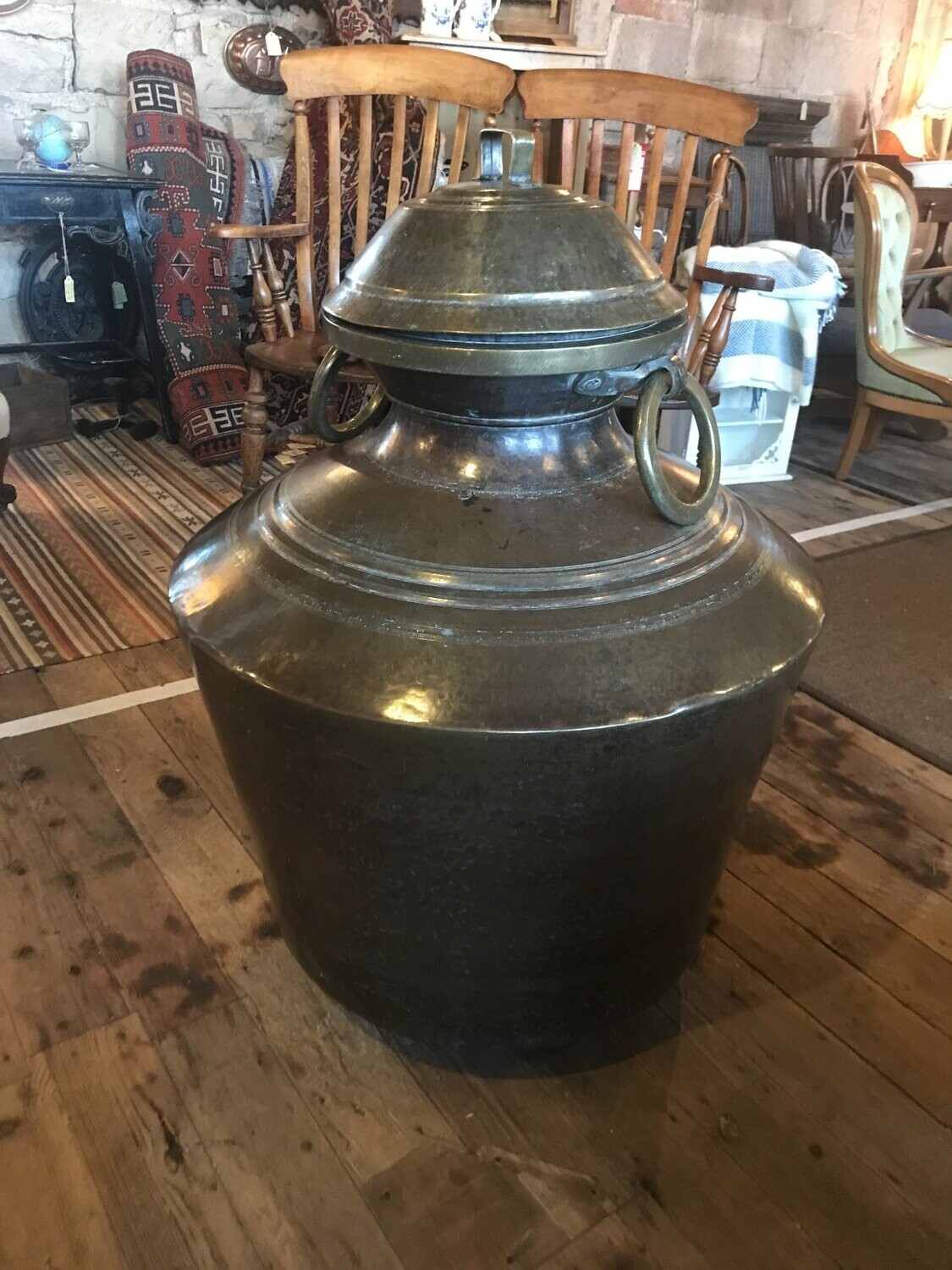 Substantial 19th century Indian brass water vessel.