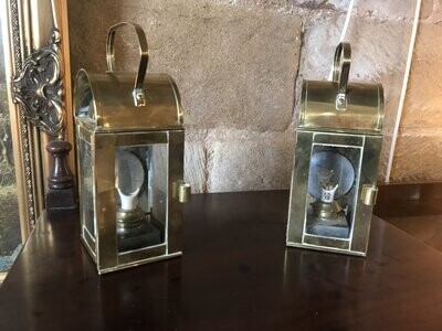 Brass railway carriage lamps. (price each)